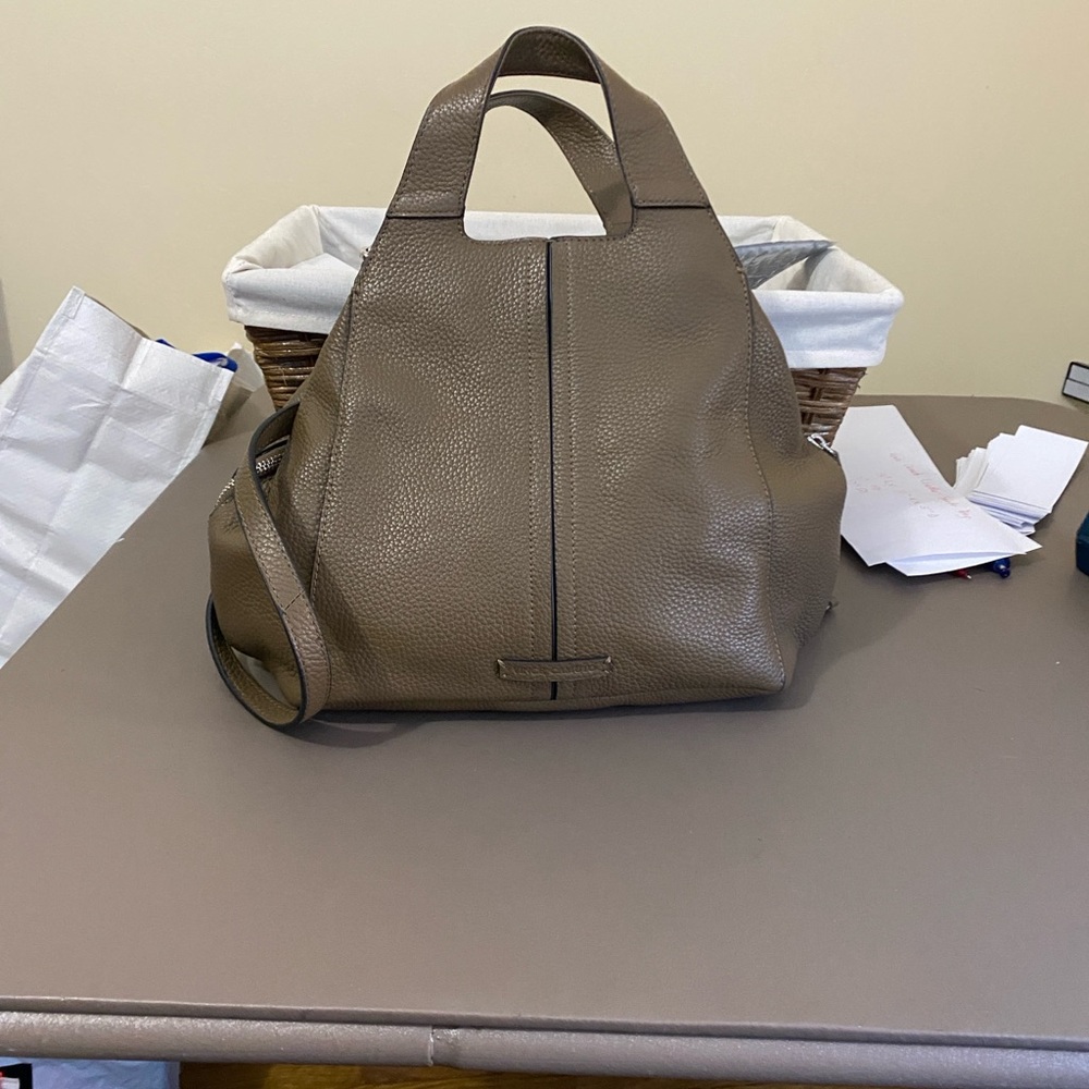 VINCE CAMUTOTaupe Leather and Suede Convertible Bag